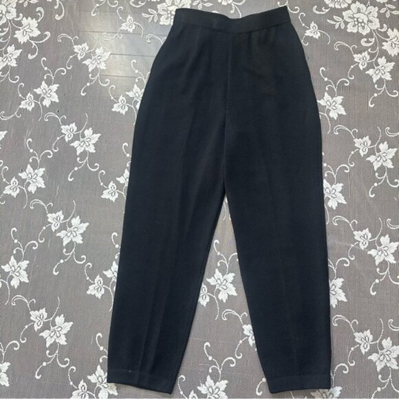 St. John Evening Santana Knit High Waisted Tapered Pant Elastic Waist black Sz 2 - Picture 4 of 12